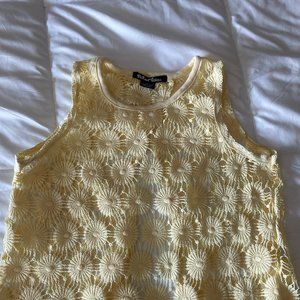 Planet Gold Pale Yellow Floral Sleeveless Top